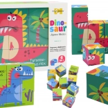 Edukacyjne klocki puzzle 6w1 Dino świat, 9 elementów