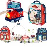 woopie elektryczna kolejka 2w1 składana do walizki, 87 elementów, długość 3,5 m