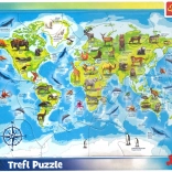 TREFL Puzzle Mapa świata ze zwierzątkami 25 elementów