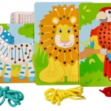 Drewniane przeplatanki Goki - Papuga, Lew i Zebra