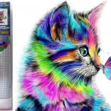 diamentowe malowanie kociątko z motylem 30 × 40 cm