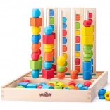 Drewniane koraliki na prętach – zestaw do ćwiczenia sekwencji