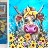 NORIMPEX malowanie diamentowe – krowa z kokardą 30 × 40 cm