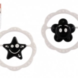 plastowa grzechotka i gryzak okrąg 12 cm, czarno-biały, od 0 miesięcy