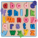 Drewniane puzzle alfabet – małe litery BIGJIGS BABY