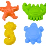 Morskie foremkami do piasku, zestaw 4 szt.: krab, żółw, rozgwiazda, konik - żółta, zielona