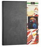 Malowanie po numerach na czarnym płótnie papuga