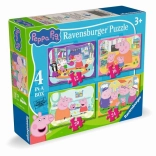 Puzzle 4w1 Świnka Peppa