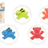 dziecięca grzechotka i gryzak w kształcie koła – miś lub króliczek