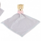 Kocyk-przytulanka z misiem Miluś 25 cm, różowo‑niebieski