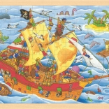 Goki drewniane puzzle Piraci 96 elementów