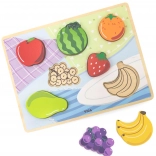 Viga drewniane puzzle Montessori owoce 2w1