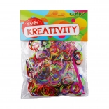 Magiczne dwukolorowe gumki do zaplatania – mix kolorów, 300 szt. z akcesoriami