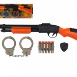 Policyjny zestaw zabawkowy z karabinem, nabojami i kajdankami