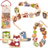 Drewniane przewlekane leśne zwierzątka, 13 szt. – Classic World