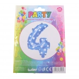 Nadmuchiwany balonik cyfra 4 niebieski z gwiazdkami