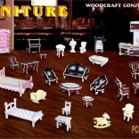 Drewniane 3D puzzle mini meble – kolorowa układanka