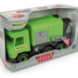 Zielona śmieciarka WADER Middle Truck, 42 cm, w pudełku