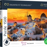Puzzle TREFL UFT romantyczny zachód słońca: Oia, Santorini 1500 elementów