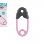 Grzechotka dla niemowląt w kształcie agrafki szarej i różowej