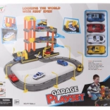 Dwupoziomowy plastikowy garaż z autkami