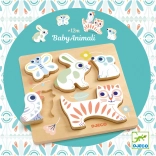 Pastelowe maluchy – drewniane puzzle wkładanki Djeco