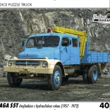 Puzzle Retro auta TRUCK Praga S5T podwójna kabina z ramieniem hydraulicznym 40 elementów