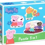 Puzzle Świnka Peppa – przyjaciele 3w1 (2, 3 i 4 elementy)