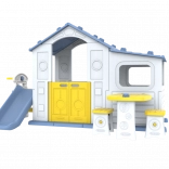 Duży domek dla dzieci z niebieskim dachem