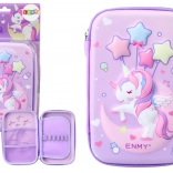 Duży piórnik 3D Jednorożec, fioletowy 23 × 15 × 5 cm