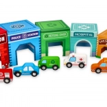 piramidka z kubeczków z pojazdami