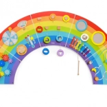 Drewniana ścienna tablica sensoryczna i manipulacyjna tęcza FSC – Viga