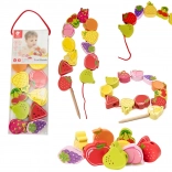 drewniana gra nawlekanka owoce 13 szt.