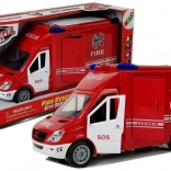 Wóz strażacki z napędem ciernym, światłami i dźwiękami, otwierane drzwi