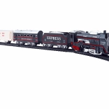 zestaw kolejowy z lokomotywą i wagonami, długość toru 210 cm