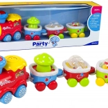 kolorowy edukacyjny pociąg dla małych dzieci ze światłami i dźwiękami