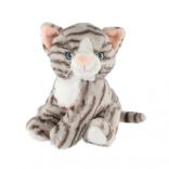 Pluszowy siedzący kotek 20 cm z dźwiękiem, pręgowany