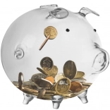 Przezroczysta szklana skarbonka w kształcie świnki Ruhhy