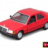Metalowy model samochodu Bburago 1:24 Plus 1987 Mercedes-Benz 190E czerwony