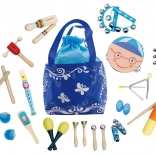 Drewniany zestaw instrumentów muzycznych 16 szt. z plecakiem ECOTOYS