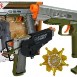 Policyjny zestaw z pistoletem 20 cm, odznakem, gwizdkiem i kaburą ze świetlnymi i dźwiękowymi efektami