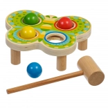 Drewniany młotek Motyl z 4 kolorowymi kulkami