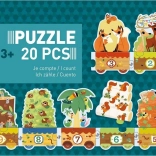 Djeco puzzle pociąg ze zwierzątkami i liczbami 20 elementów