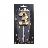 Świeczka urodzinowa cyfra 3 Złota