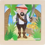 Drewniane puzzle pirat 9 elementów