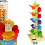 Drewniane drzewko kulkowe – kolorowy tor z listkami