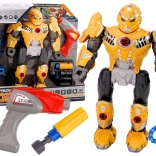 Robot do skręcania ze światłami i dźwiękami – zestaw konstrukcyjny z wiertarką i akcesoriami, żółty