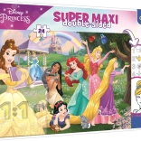 dwustronne puzzle 24 elementów Disney Princess Super Maxi do kolorowania
