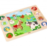 Viga drewniane puzzle Szukaj po cieniu – farma, 17 elementów