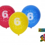 Balony 30 cm z numerem 6 – zestaw 5 szt.